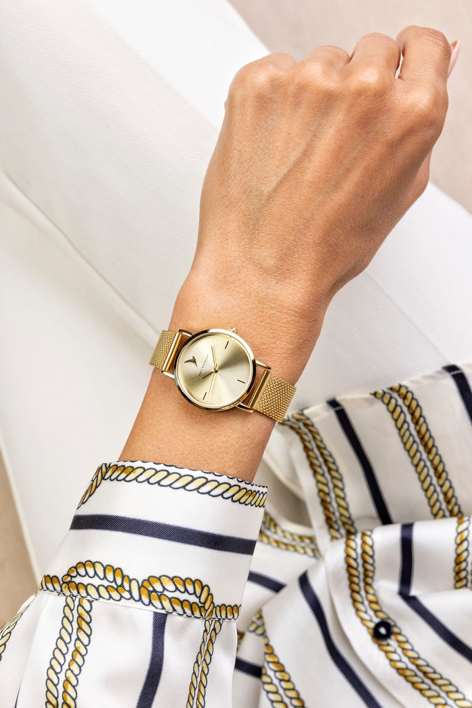 Gold mesh watch womens hotsell