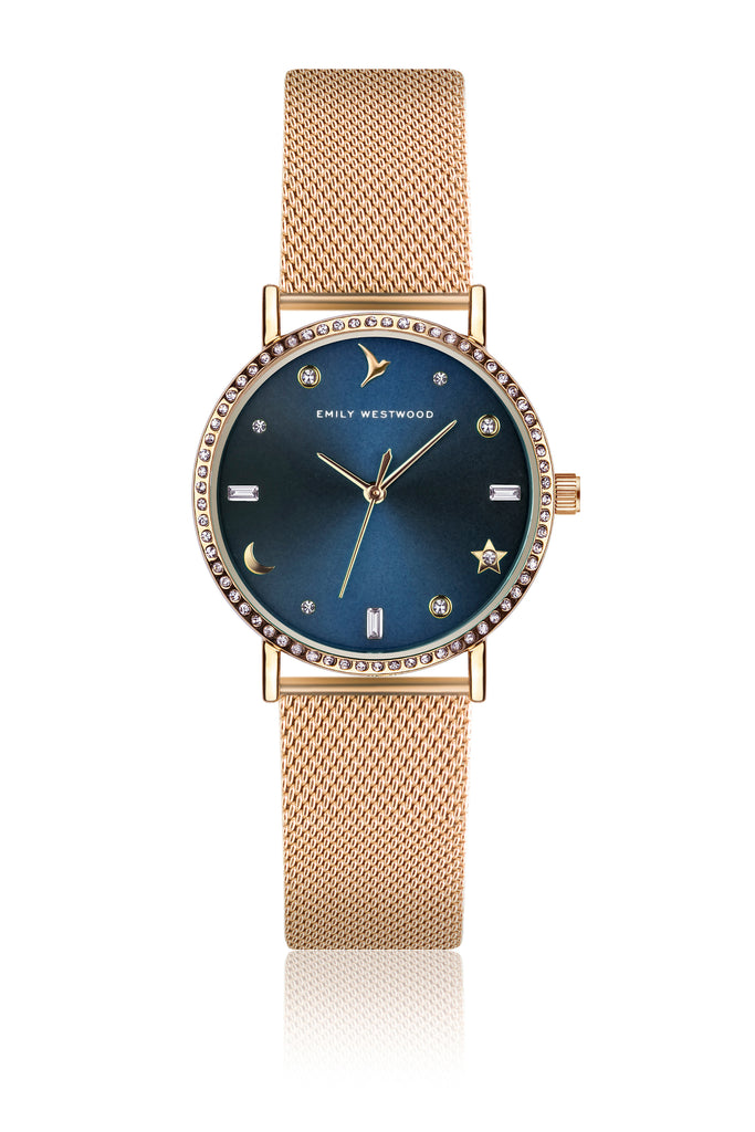 Dark Blue Sunray Mesh Watch