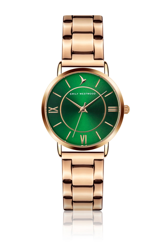 Green Sunray Steel Watch