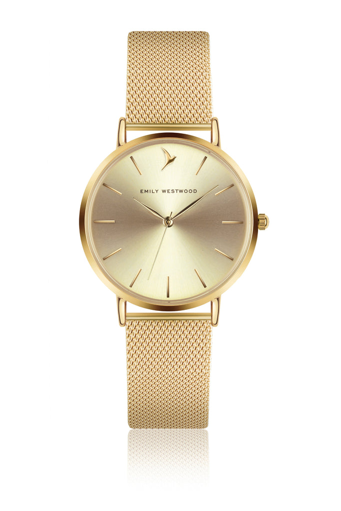 Gold Sunray Mesh Watch