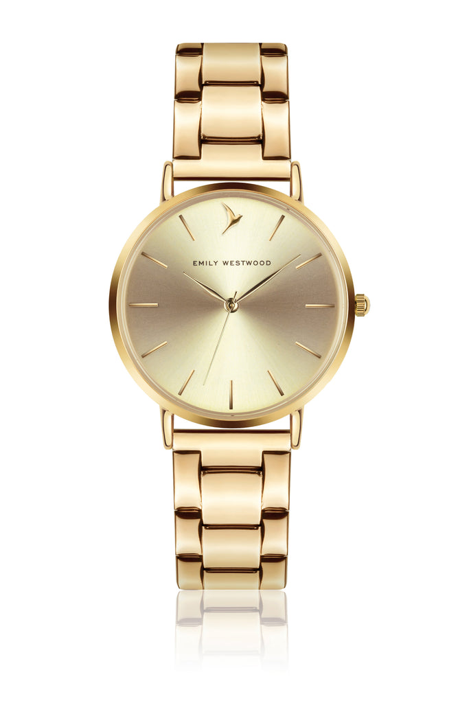 Gold Sunray Steel Watch