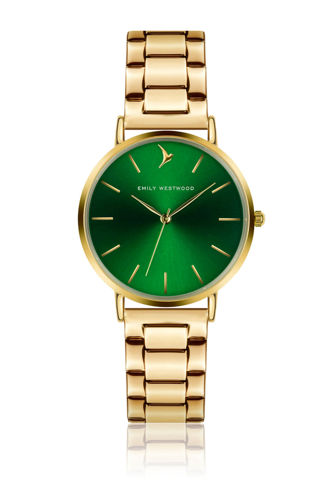 Gold watch with green face new arrivals