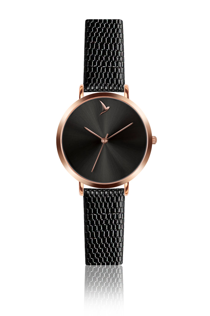 Magdalena Black Lizard Watch