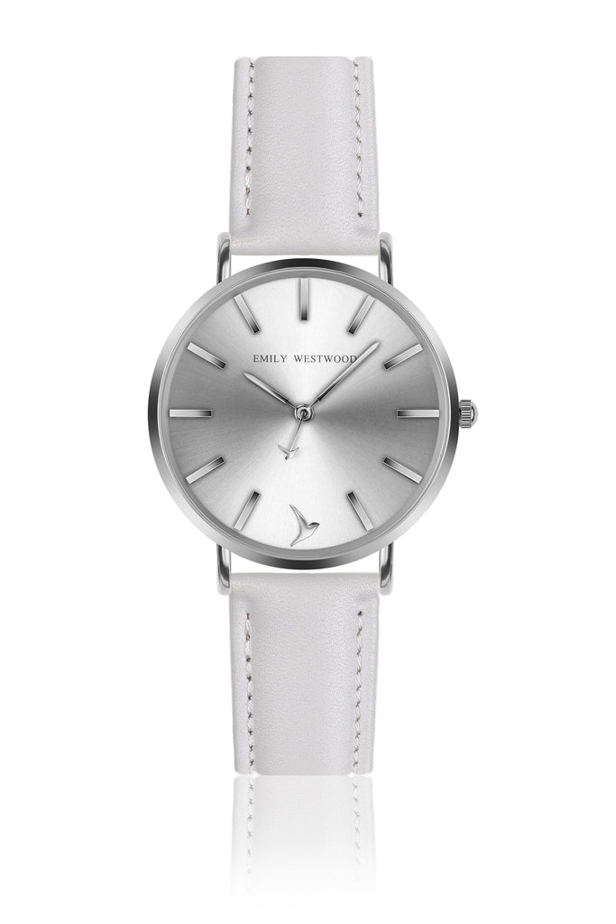 Gorgona White Leather Strap Watch
