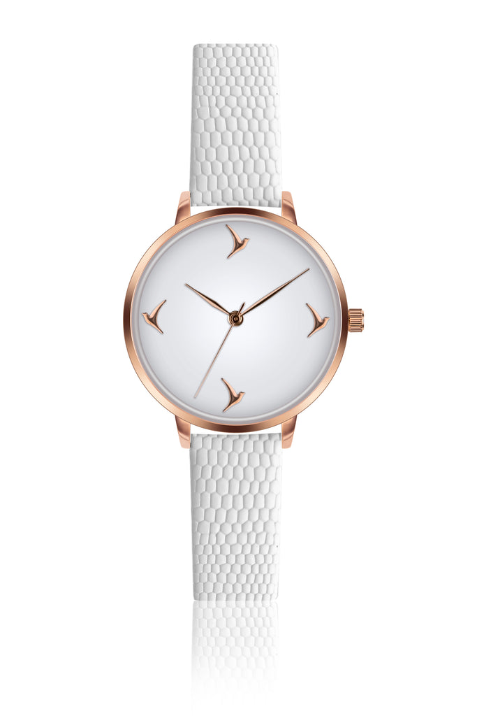 Kadence White Lizard Strap Watch