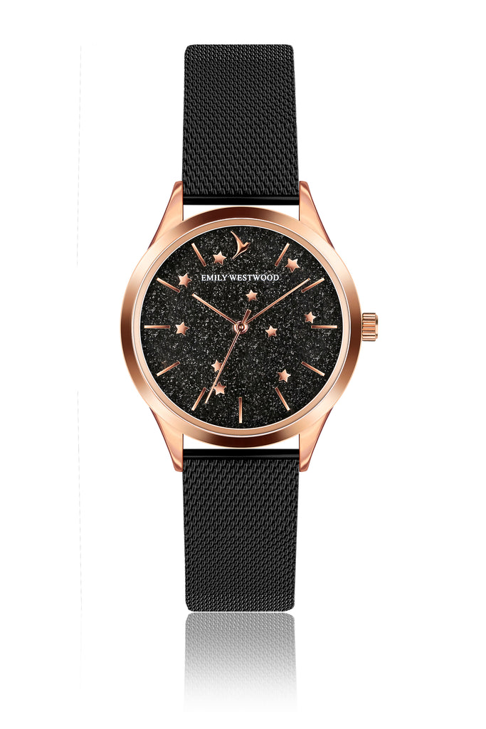 Vivian Black Mesh Watch