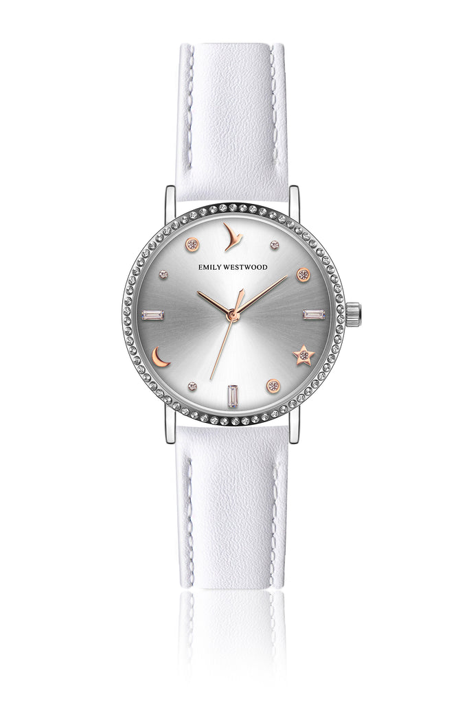 Willow White Leather Watch