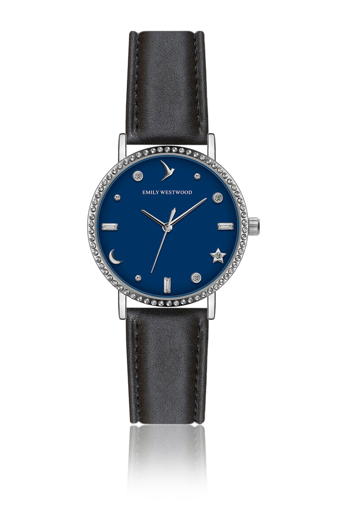 Zoe Black Leather Watch