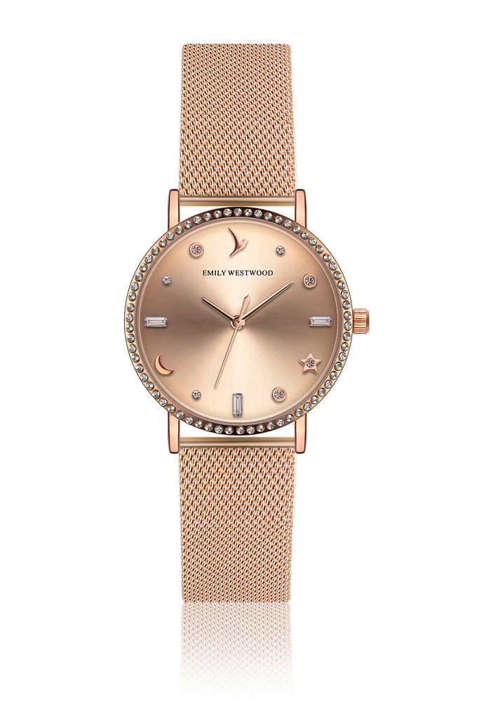 Poppy Rose Gold Mesh Watch