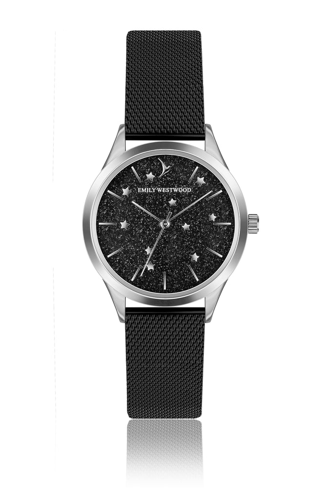 Tamsin Black Mesh Watch