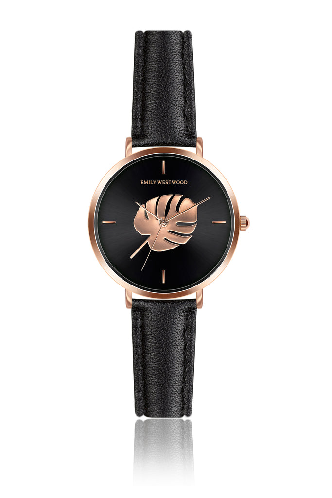 Ayleen Black Leather Watch