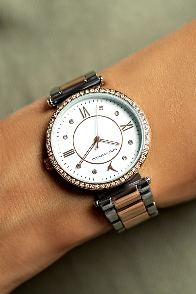 Zhuri Rose Gold & Silver Steel Watch | Emily Westwood