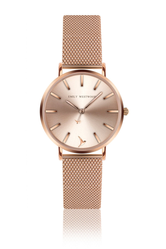 American Praire Rose Gold Mesh Watch Watches.