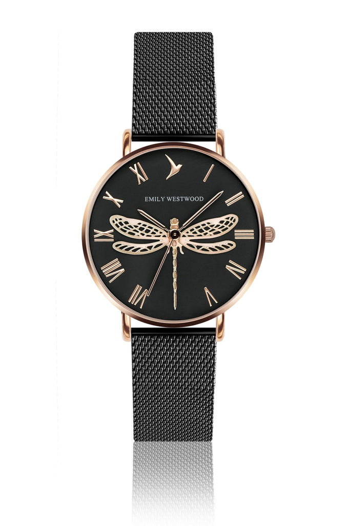 Classic Dragonfly Black Mesh Watches.