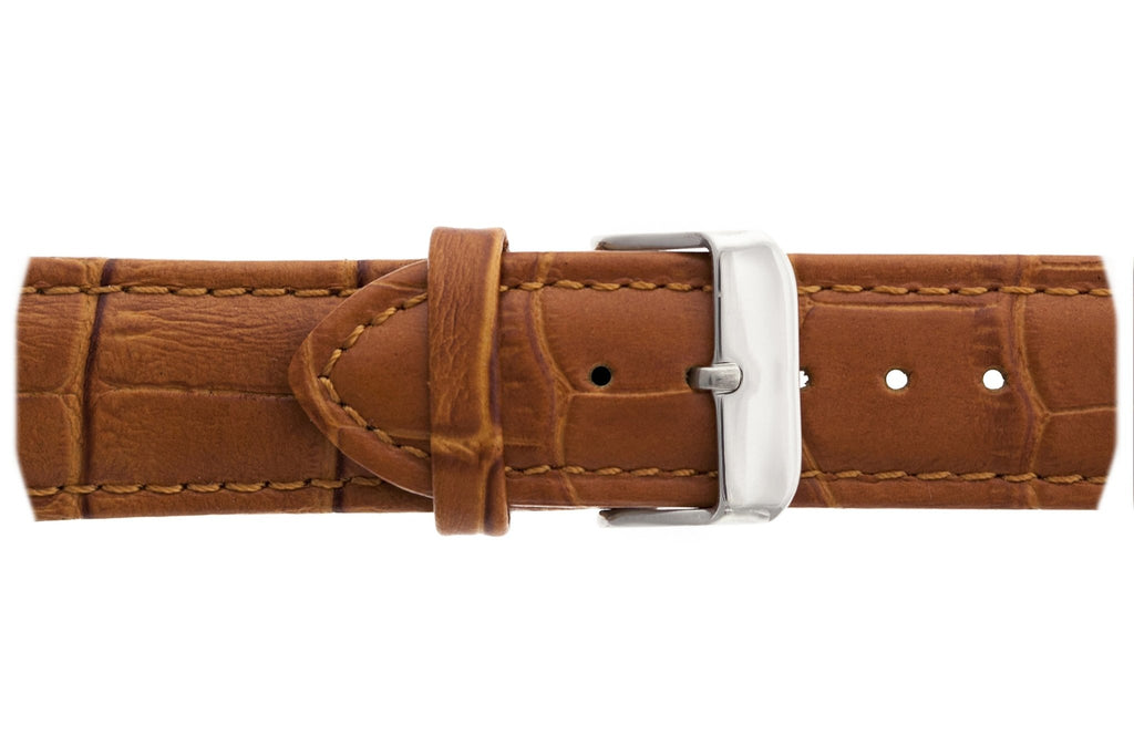Large Light Brown Croco Leather Silver Straps.