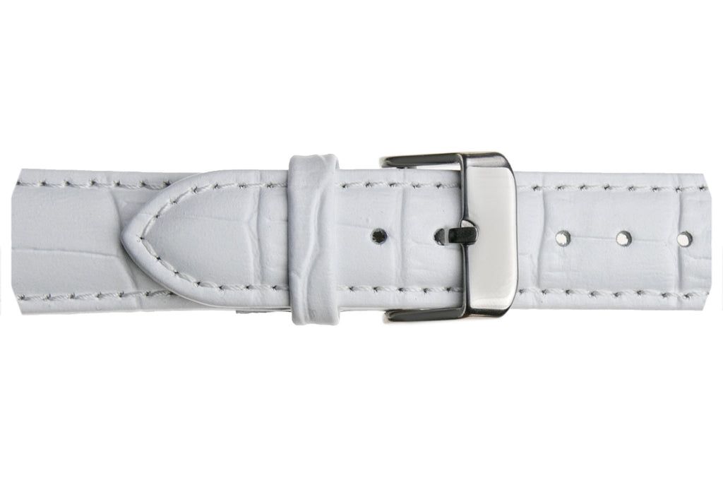 Large White Croco Leather Silver Straps.