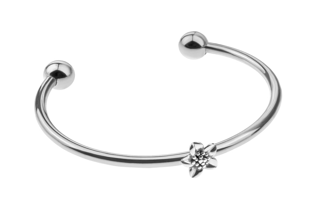Silver Flower Cuff Bracelets.