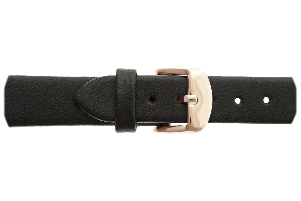 Small Black Simple Leather Rose Gold Straps.