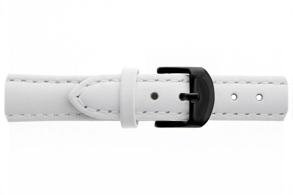 Small White Leather Black Straps.