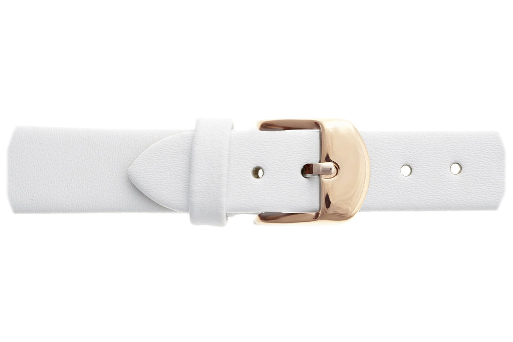 Small White Simple Leather Rose Gold Straps.